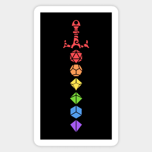 Polyhedral Dice Set Sword Rainbow TRPG Tabletop RPG Gaming Addict Sticker